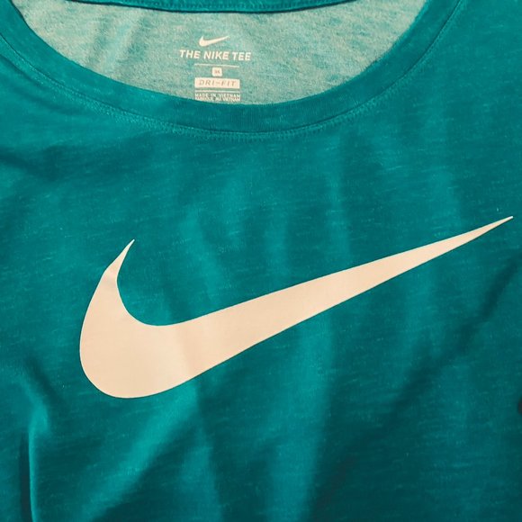 Nike- Teal Dri-Fit Short Sleeve 3X Round-neck T-Shirt, Large Swoosh on Chest - Picture 2 of 5